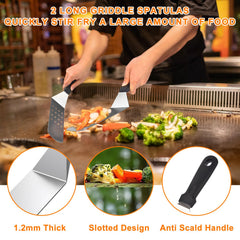 Latiret long spatula detail showcasing sturdy steel and hanging hole for convenience