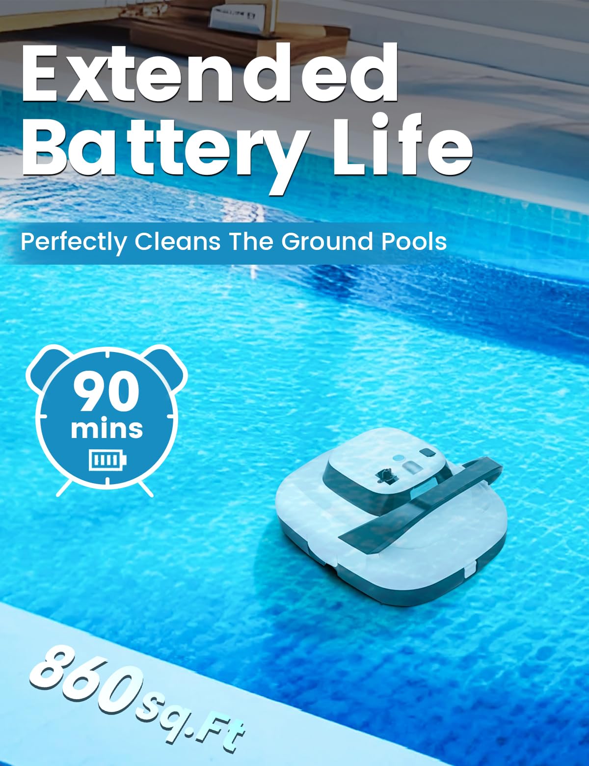 LAUNS side profile highlighting dual suction ports for stronger debris pickup