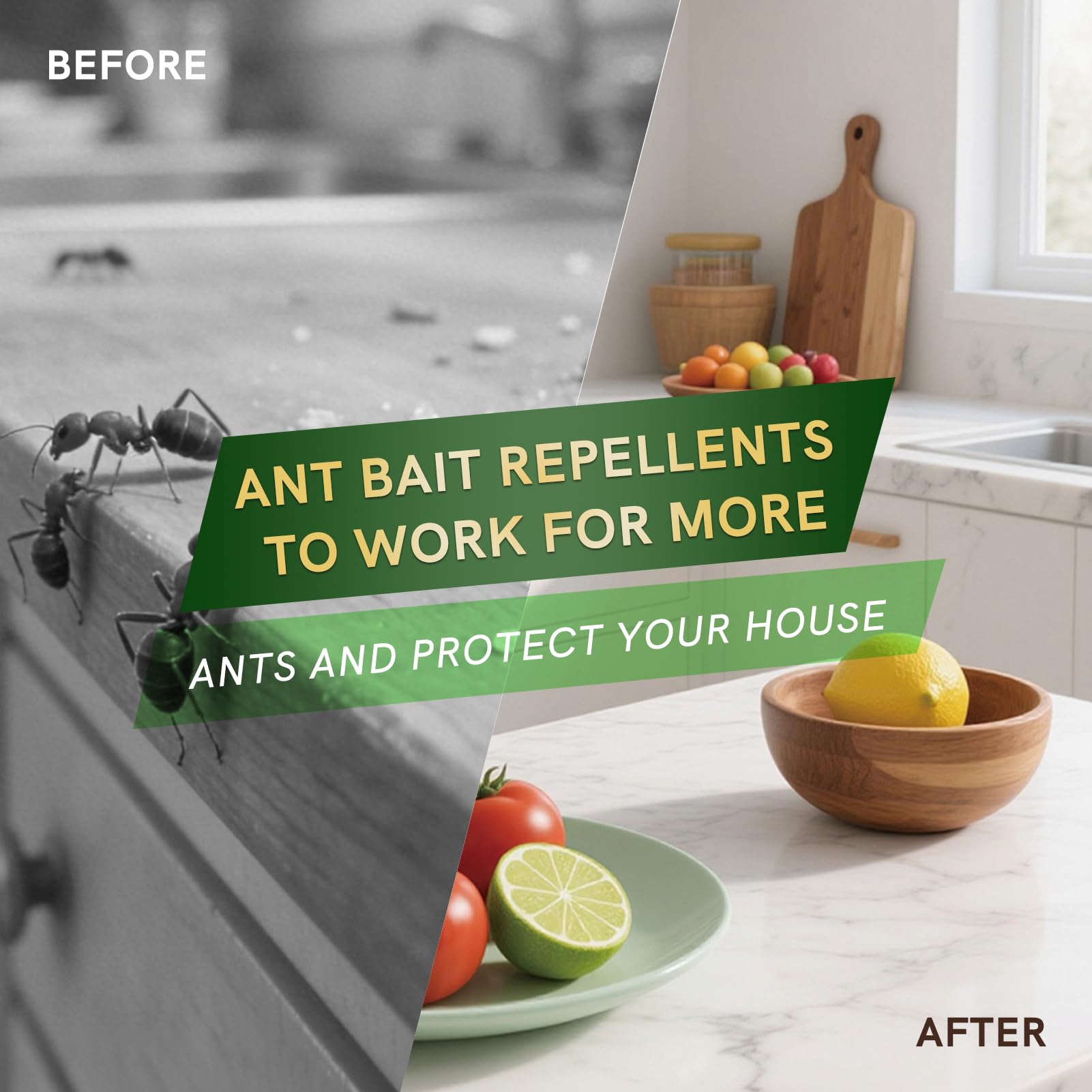 LAVANOVA ant gel applied inside a cabinet targeting ant trails and hiding spots