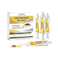 LAVANOVA front packaging showing four roach gel tubes with clear labeling and benefits