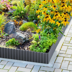 LAVEVE edging height shown with ruler illustrating 12-inch containment benefit