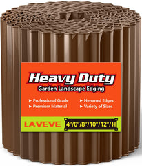 LAVEVE front view of coffee-colored 6in x 40ft edging showing full coil and packaging benefit