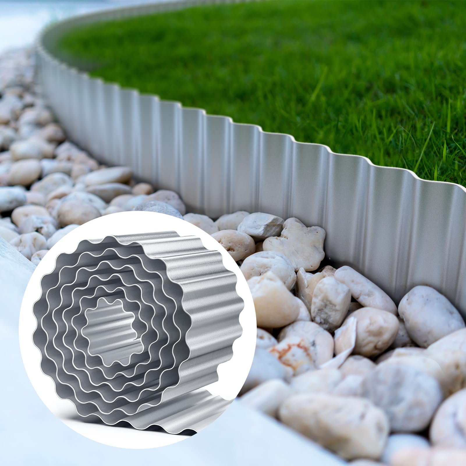 LAVEVE installed in-ground border separating lawn and mulch for clean landscape lines benefit