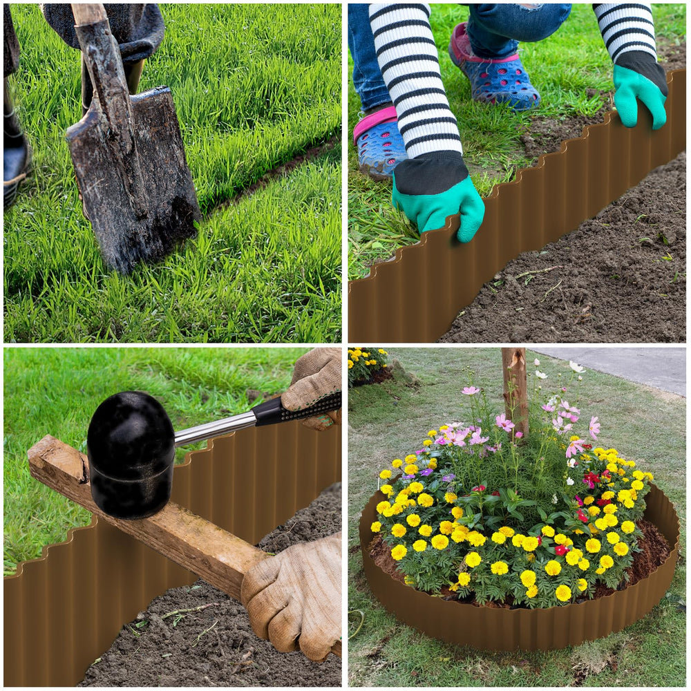 LAVEVE installed around a curved flower bed demonstrating flexible shaping and tidy separation