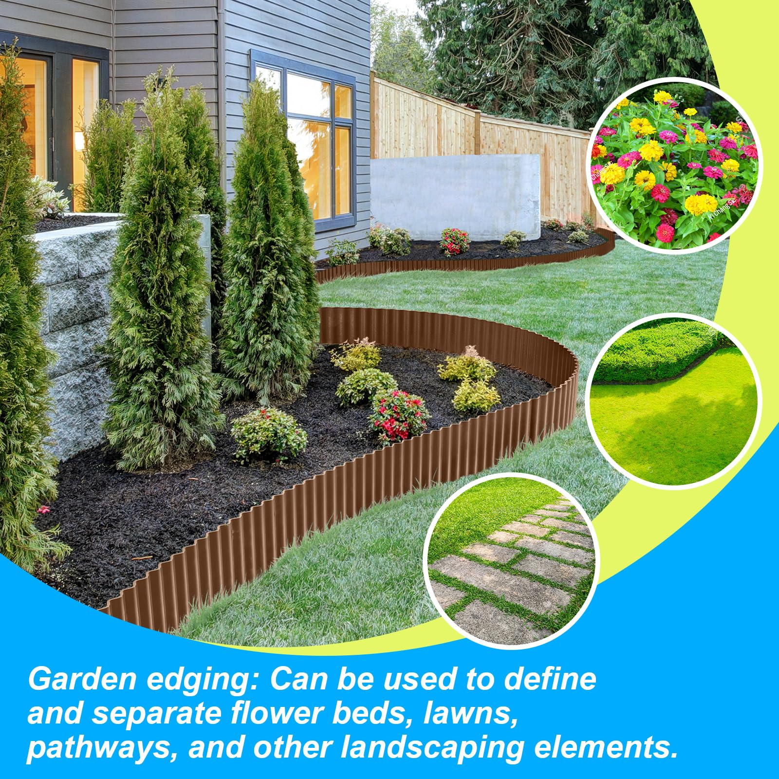 LAVEVE finished landscape with edging creating crisp lawn-to-bed border and aesthetic benefit