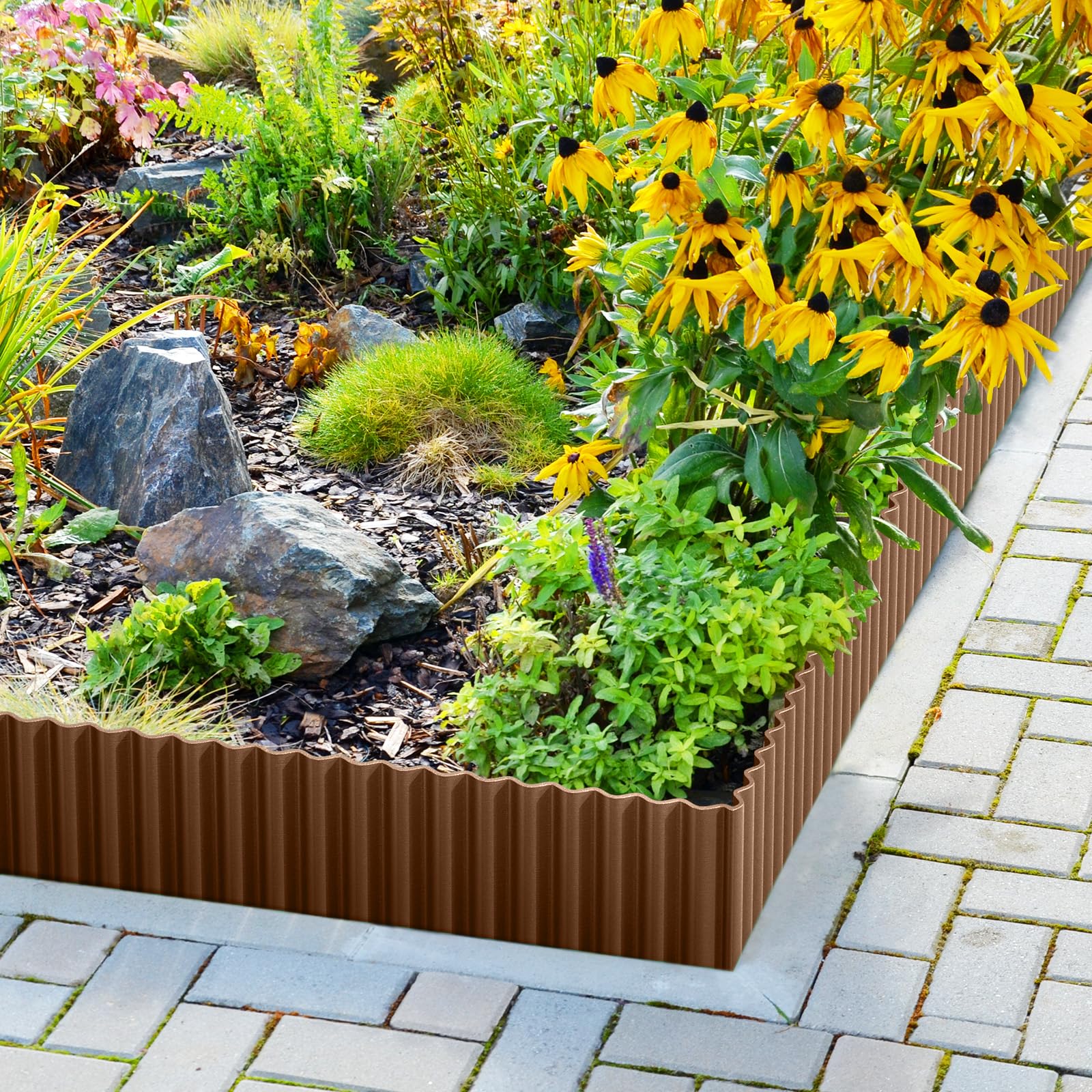 LAVEVE edging beside ruler for scale showing true 6-inch height and measurement clarity benefit