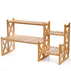 Lawei front view of bamboo tabletop plant stand showing compact display benefit