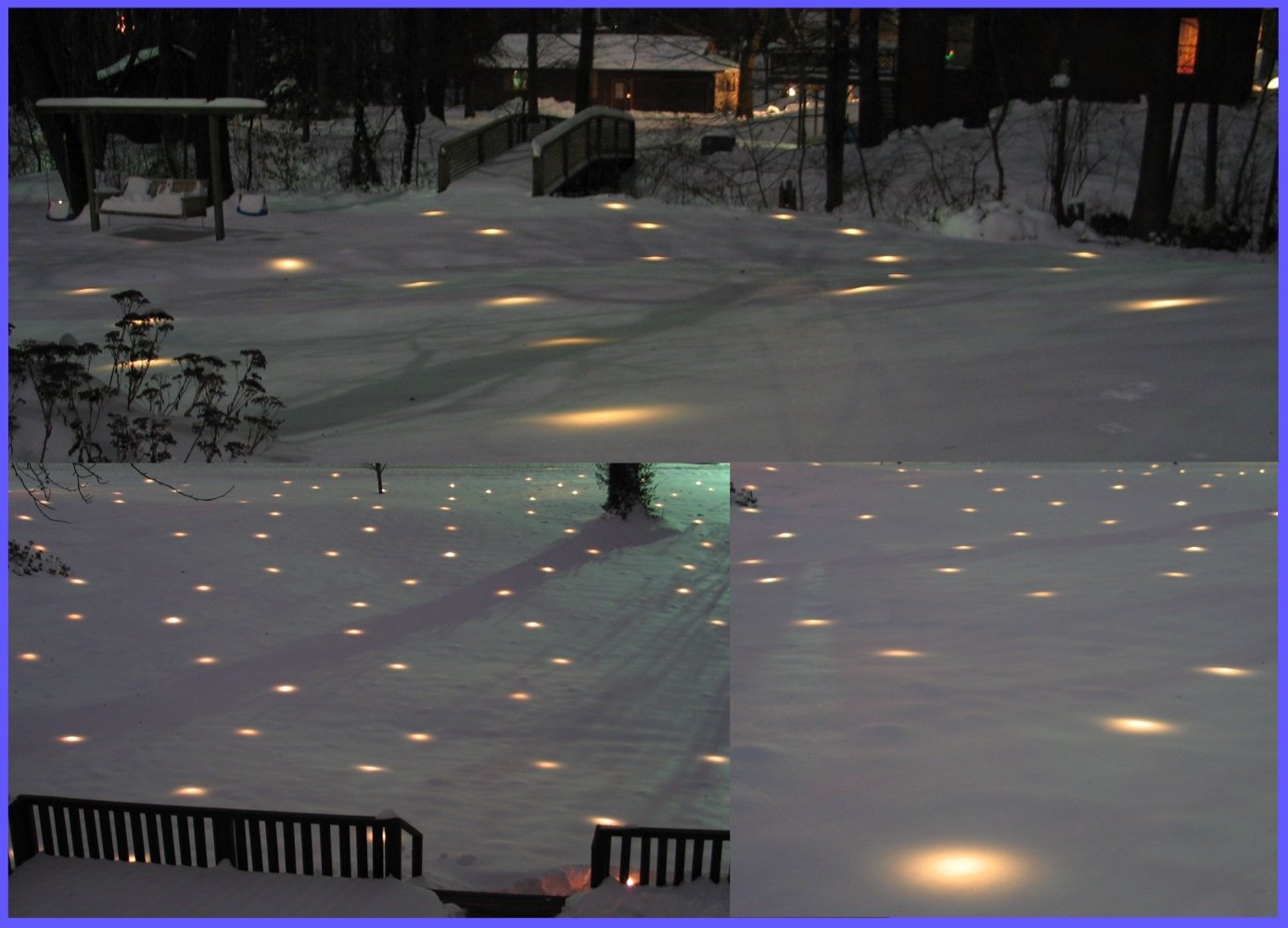 LAWN LIGHTS night view of lawn showing broad 2,827 sq ft coverage benefit