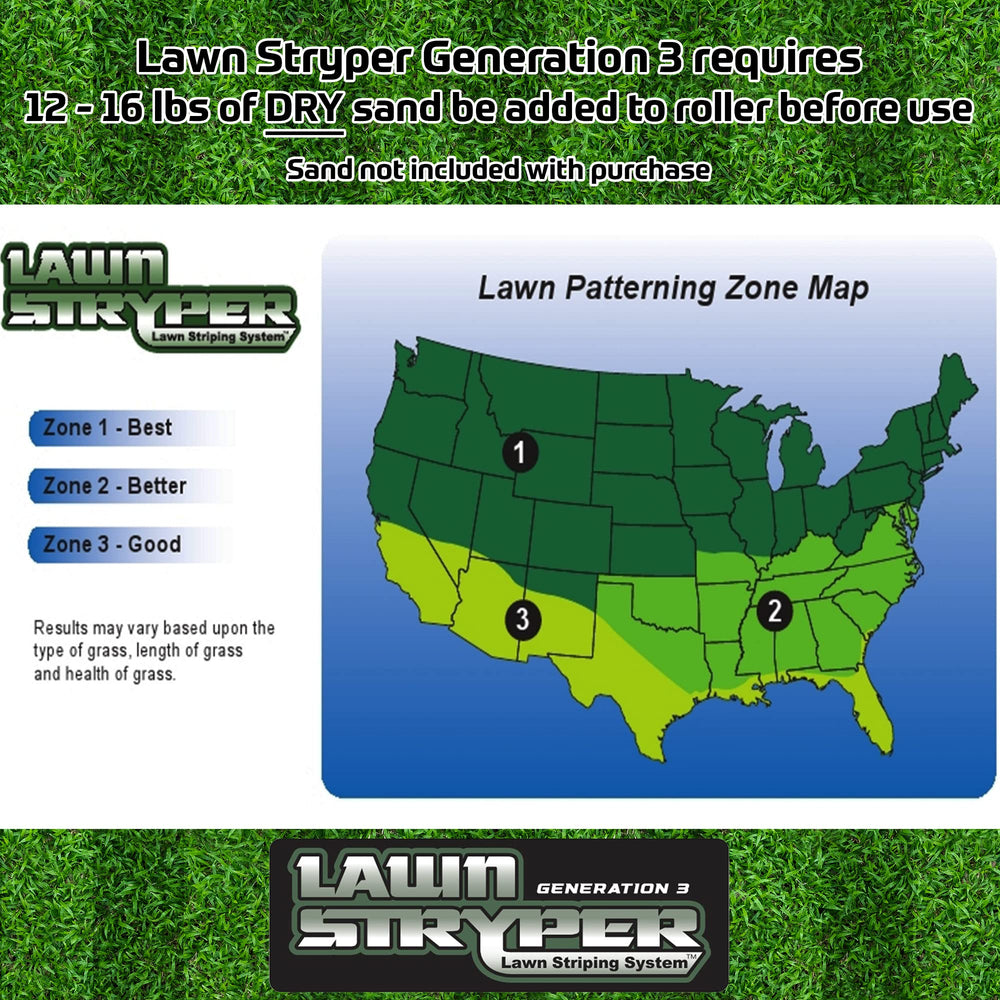 Lawn Stryper pattern guide and manual displayed for quicker setup