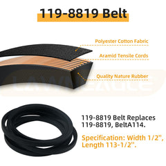 Lawneagle belt flat lay displays reinforced cords and rubber for durable power transfer