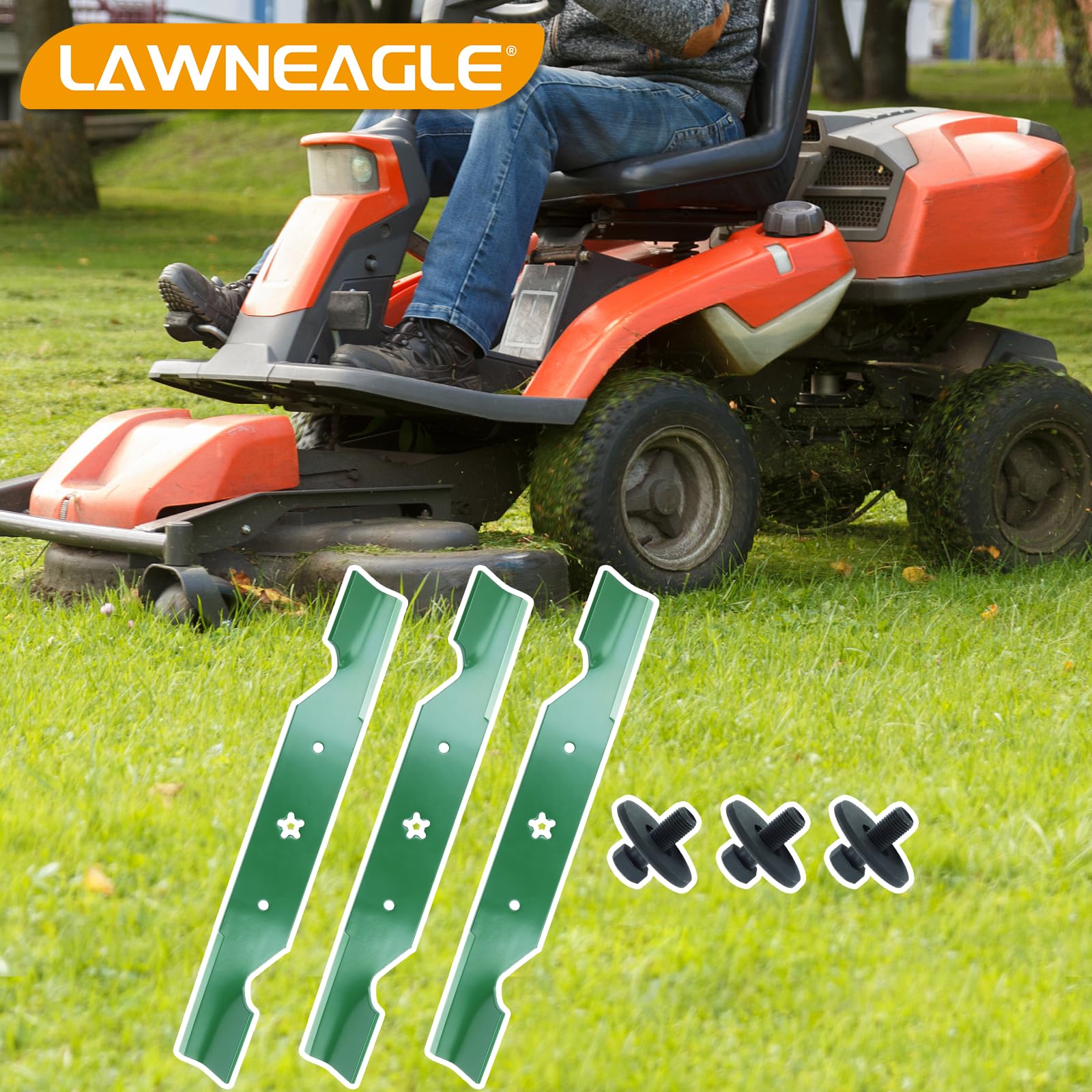 Lawneagle close-up of sharpened cutting edge demonstrating clean cut and longevity