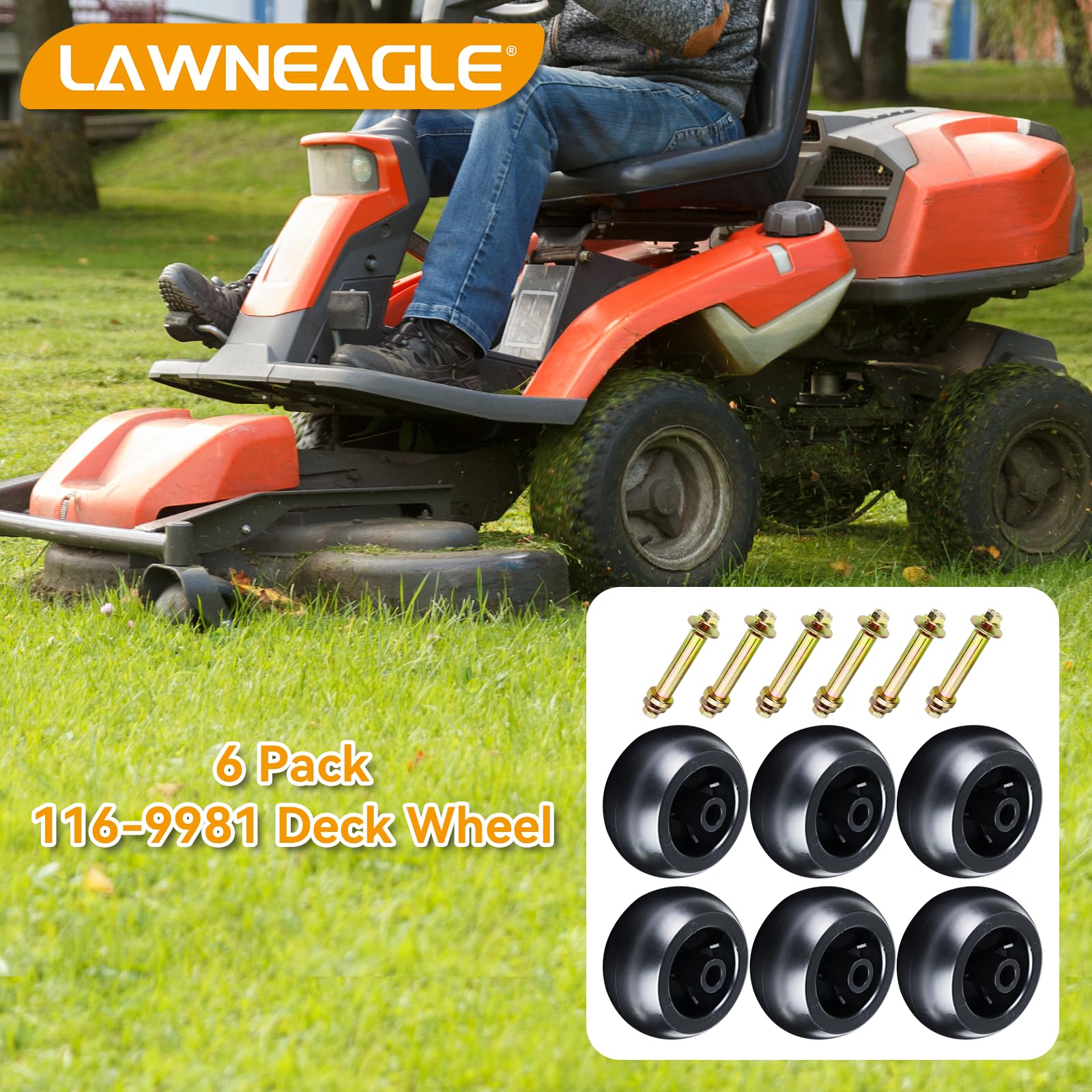 Lawneagle close-up of roller surface showing durable finish and smooth rotation benefit