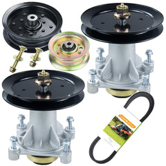Lawneagle front view of two spindle assemblies showing durable construction and fit