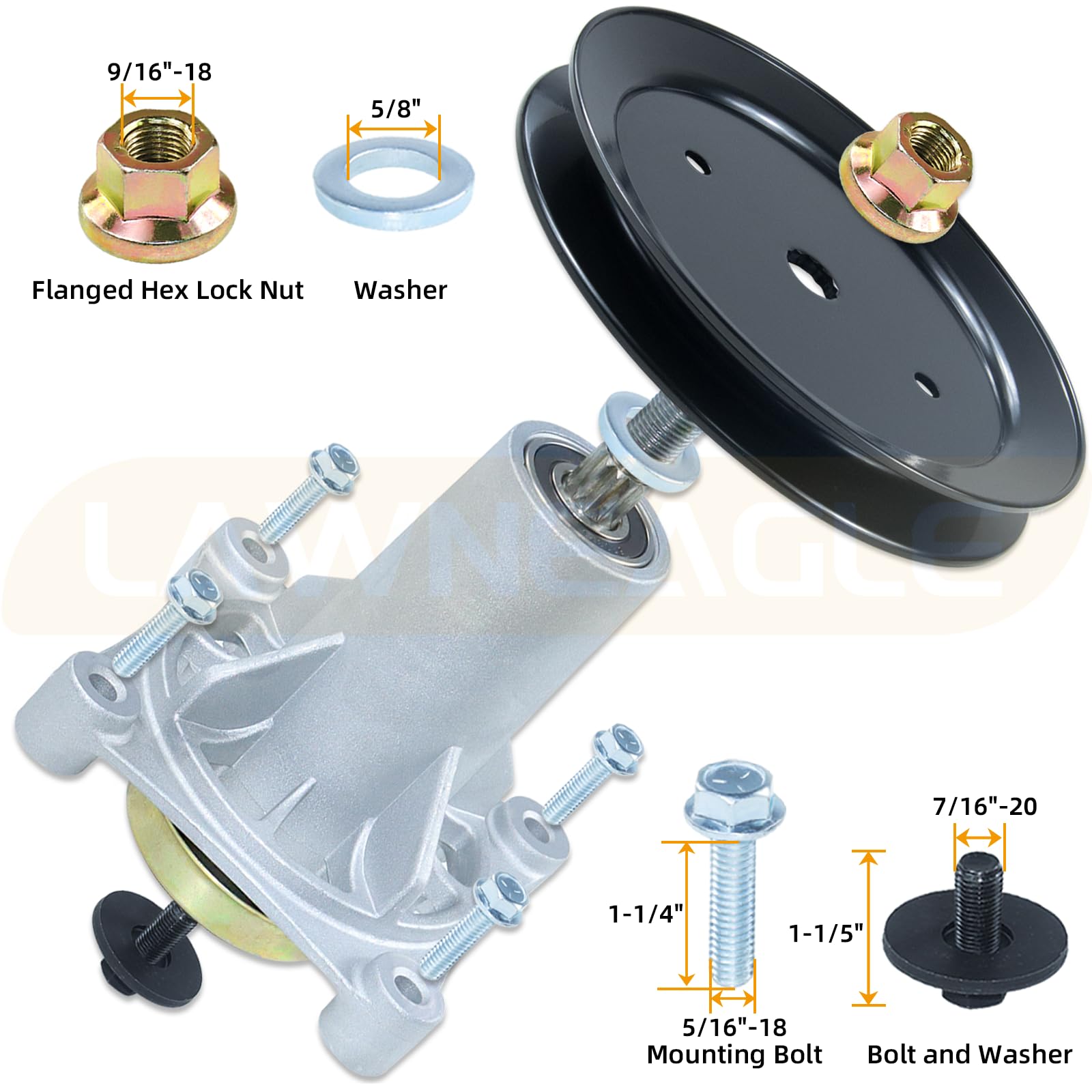Lawneagle grease zerk detail for convenient routine lubrication without disassembly