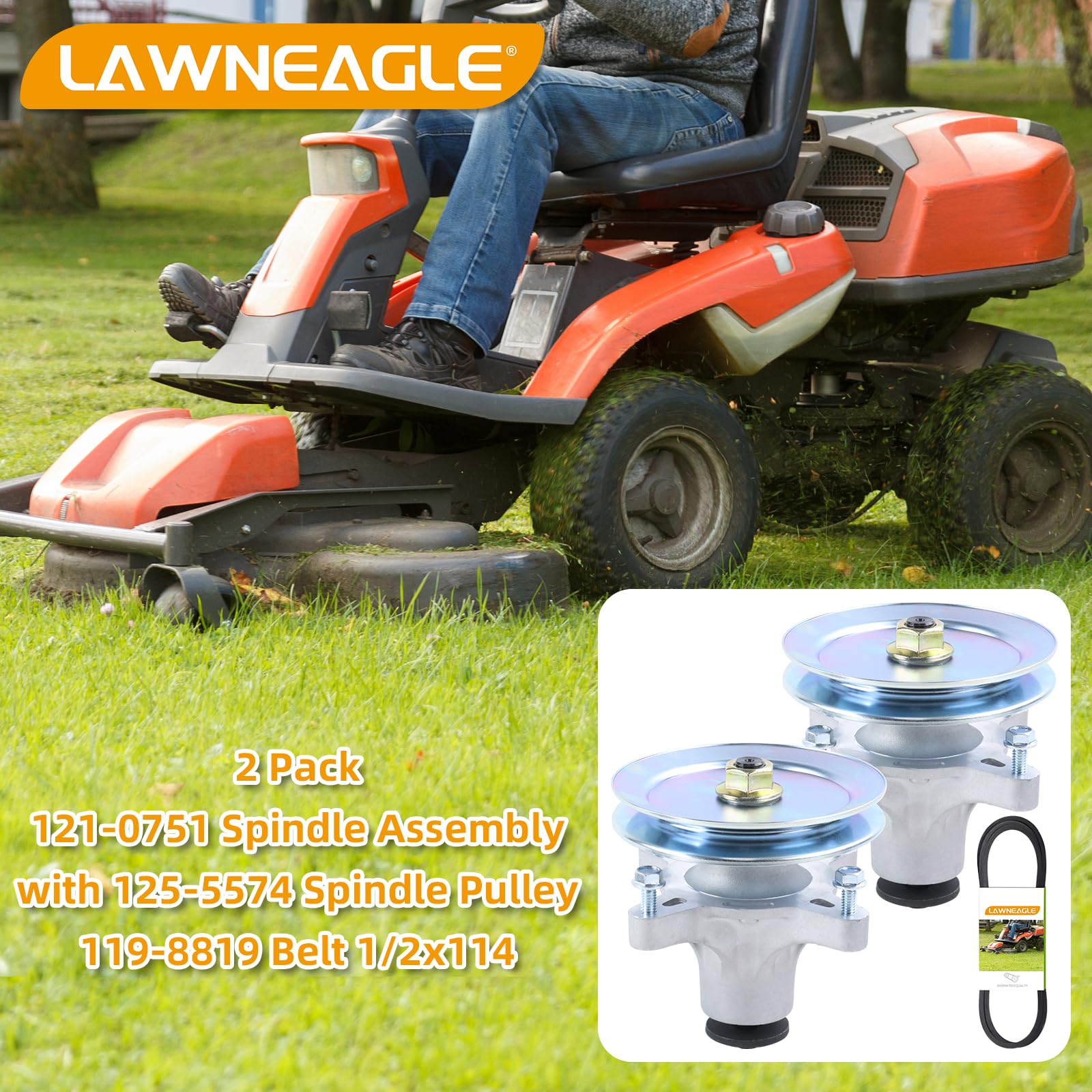 Lawneagle spindle close-up bearing seal highlights double-sealed protection for longer life