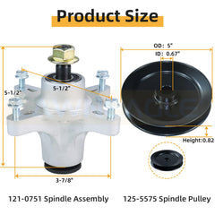 Lawneagle spindle pulley side view with measurements to ensure exact OEM fit