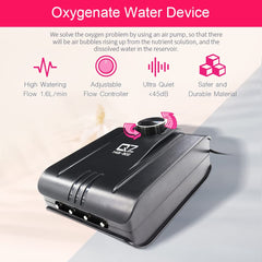 LAWNFUL air pump with tubing and air stones illustrating adjustable oxygenation for healthier roots benefit