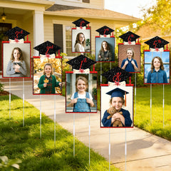 LawnIdyll panel with 8x10 photo installed demonstrating easy photo fit and neat display