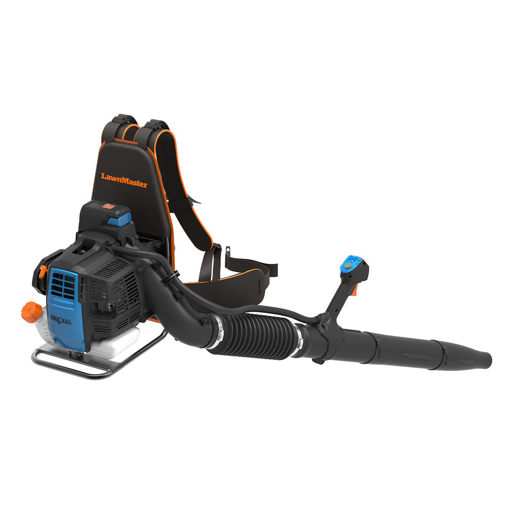 LawnMaster front view of backpack blower showing compact design and easy access