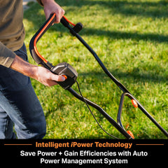 LawnMaster dual 24V MAX batteries installed demonstrating long runtime advantage