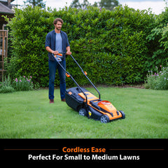 LawnMaster blower in use clearing driveway for fast debris removal