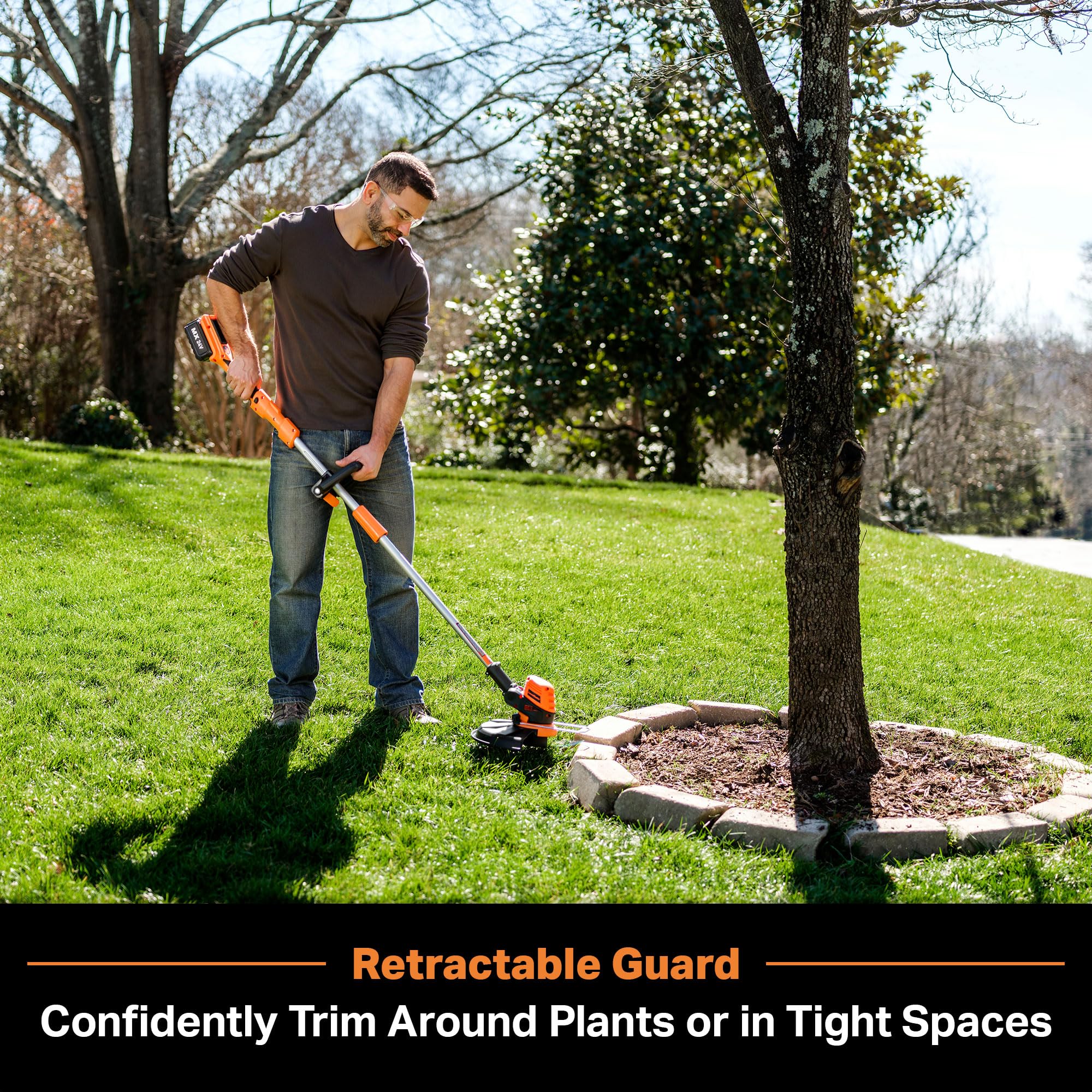 LawnMaster trimmer converted to edger demonstrating versatile edging benefit