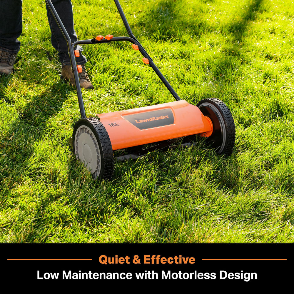 LawnMaster closeup of five steel blades highlighting precise scissor-like cut