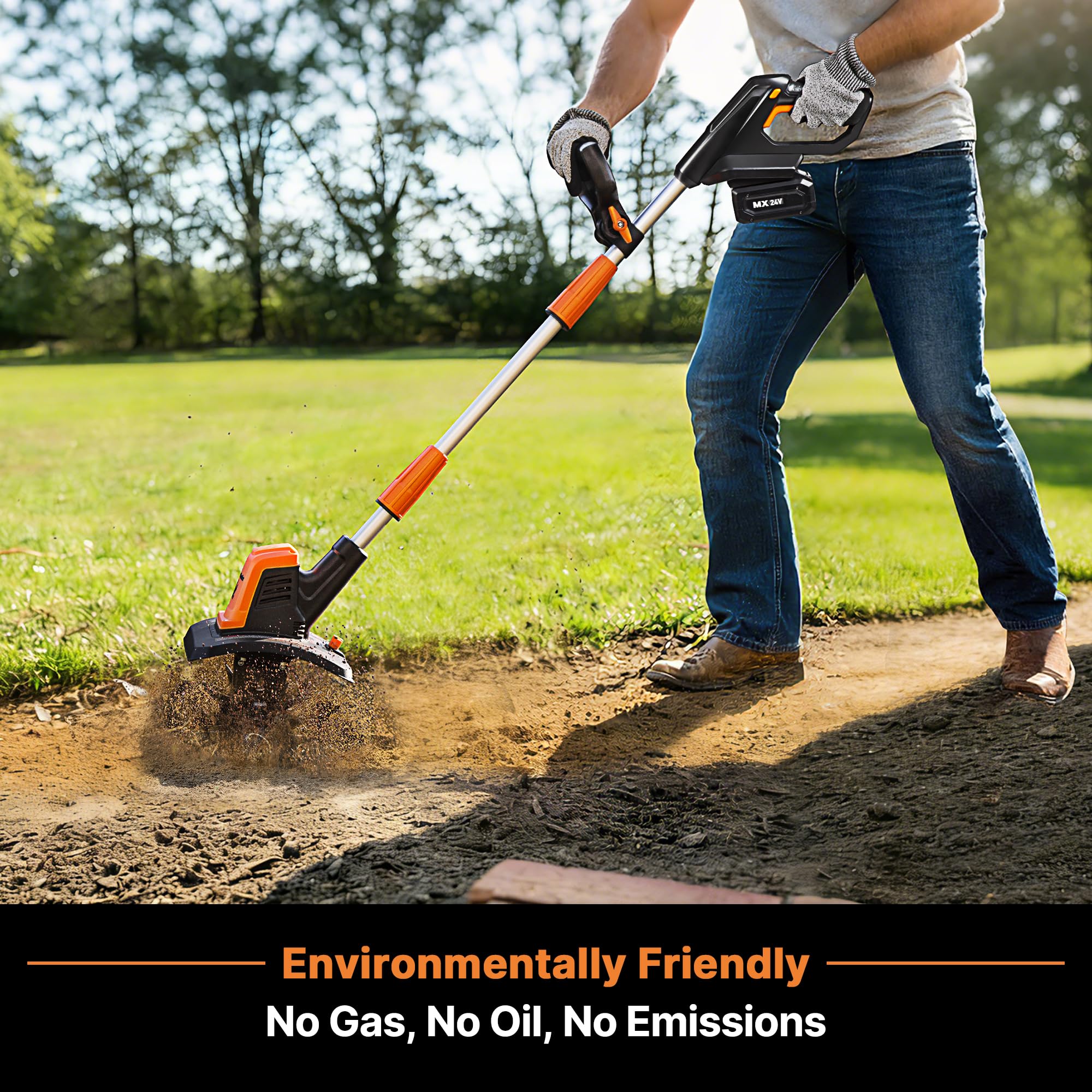 LawnMaster used by gardener in backyard illustrating practical outdoor use