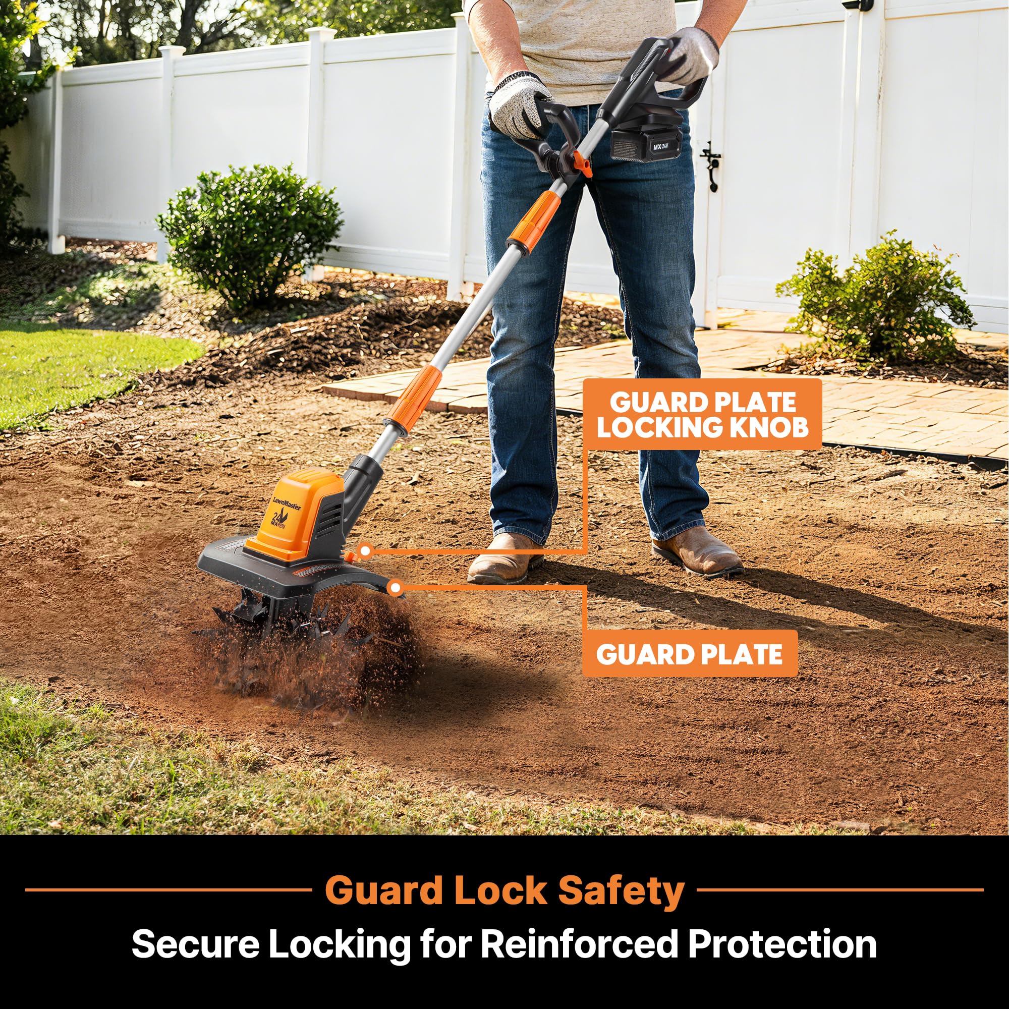 LawnMaster side profile highlighting lightweight frame and handle comfort