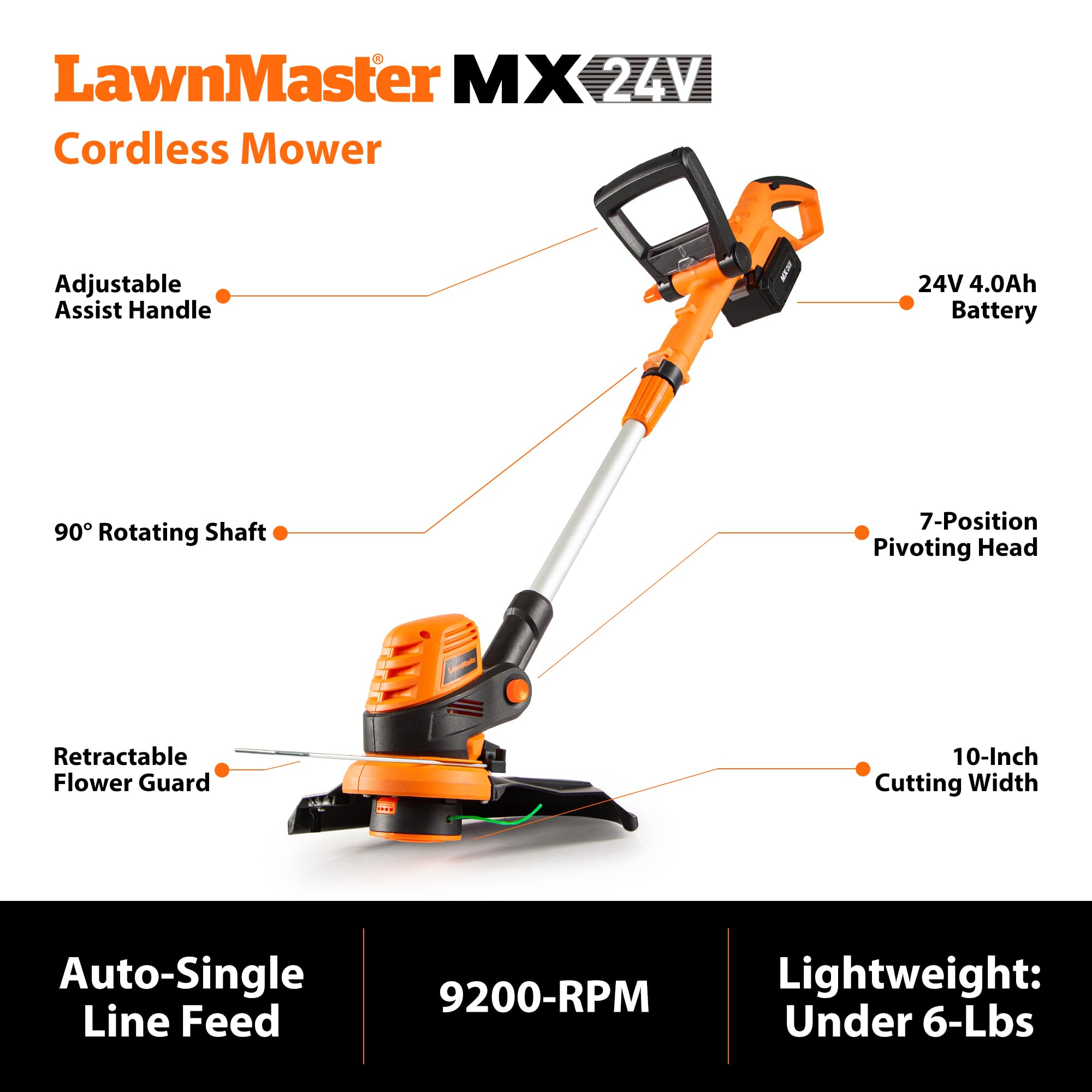 LawnMaster cutting height selector showing five position adjustment