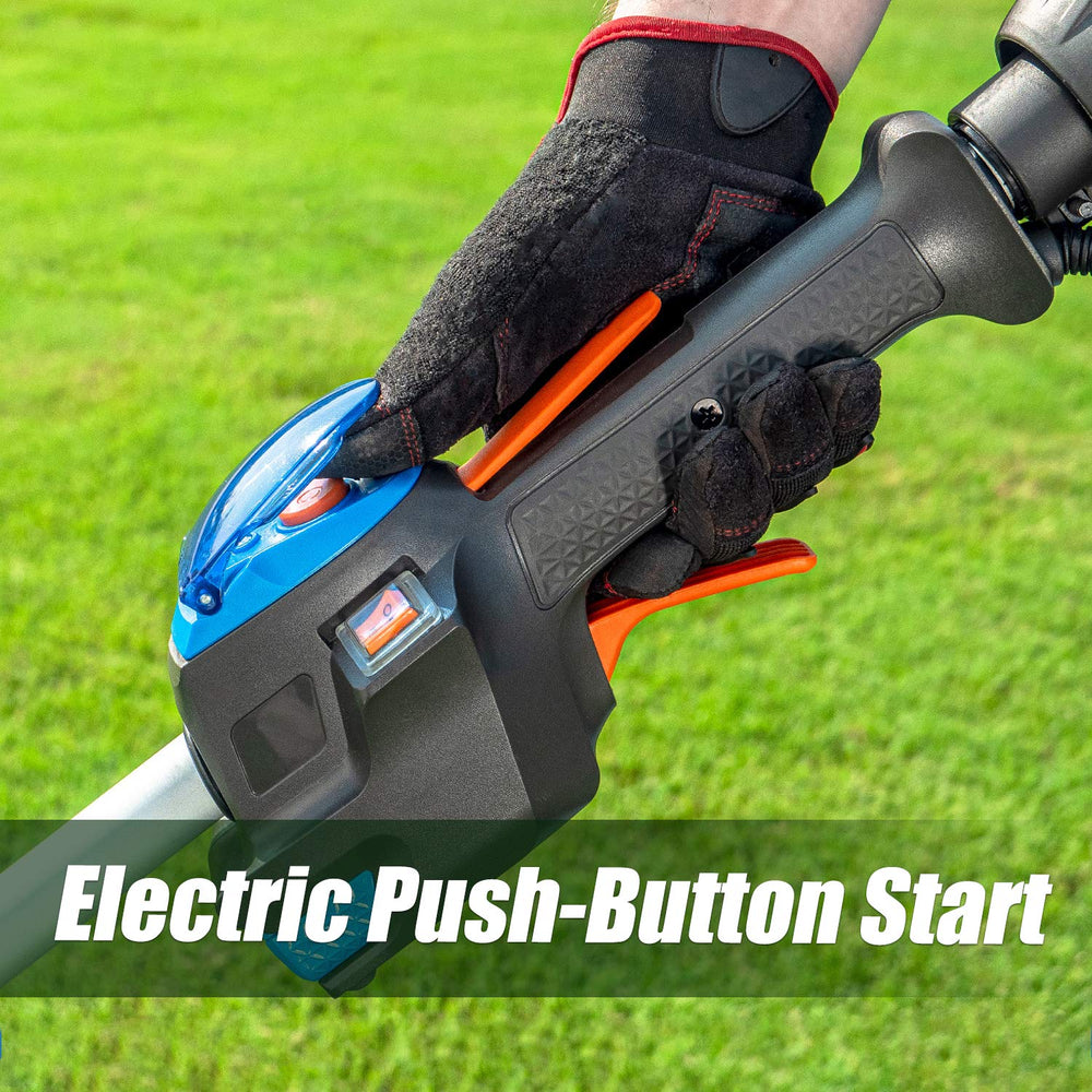 LawnMaster dual-line 0.080" bump-feed head close-up for continuous cutting
