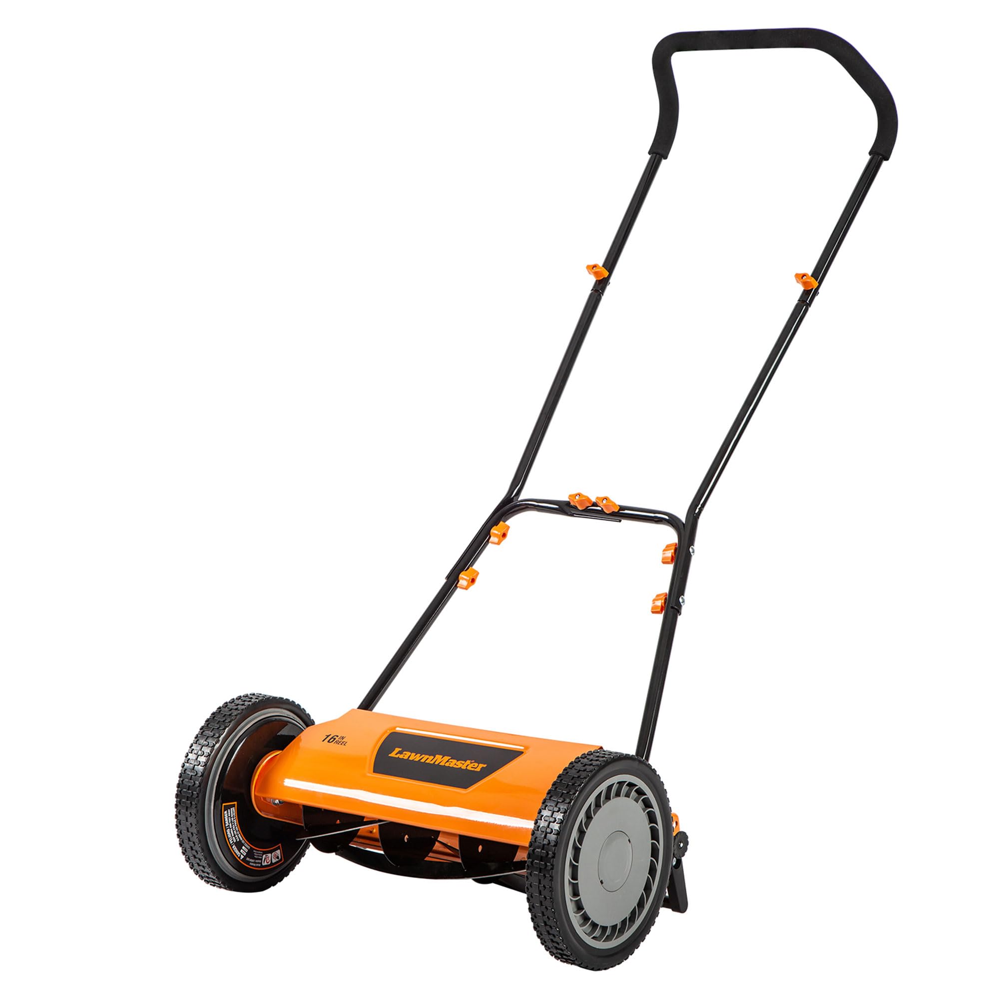 LawnMaster front profile showing compact frame and easy maneuverability benefit