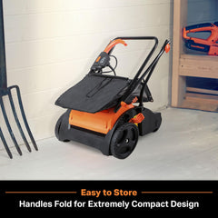 LawnMaster GV1212B collection bag detail capturing large capacity for less emptying