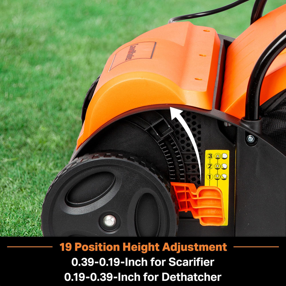LawnMaster GV1212B in use on lawn demonstrating efficient debris removal