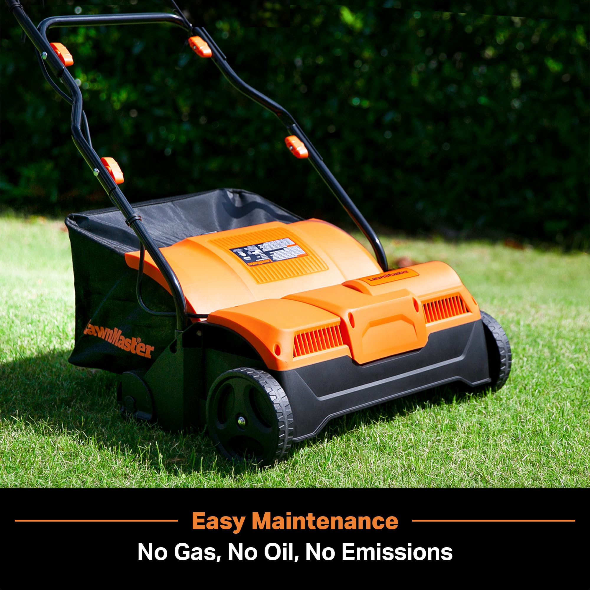LawnMaster close-up of dethatcher tines showing strong performance