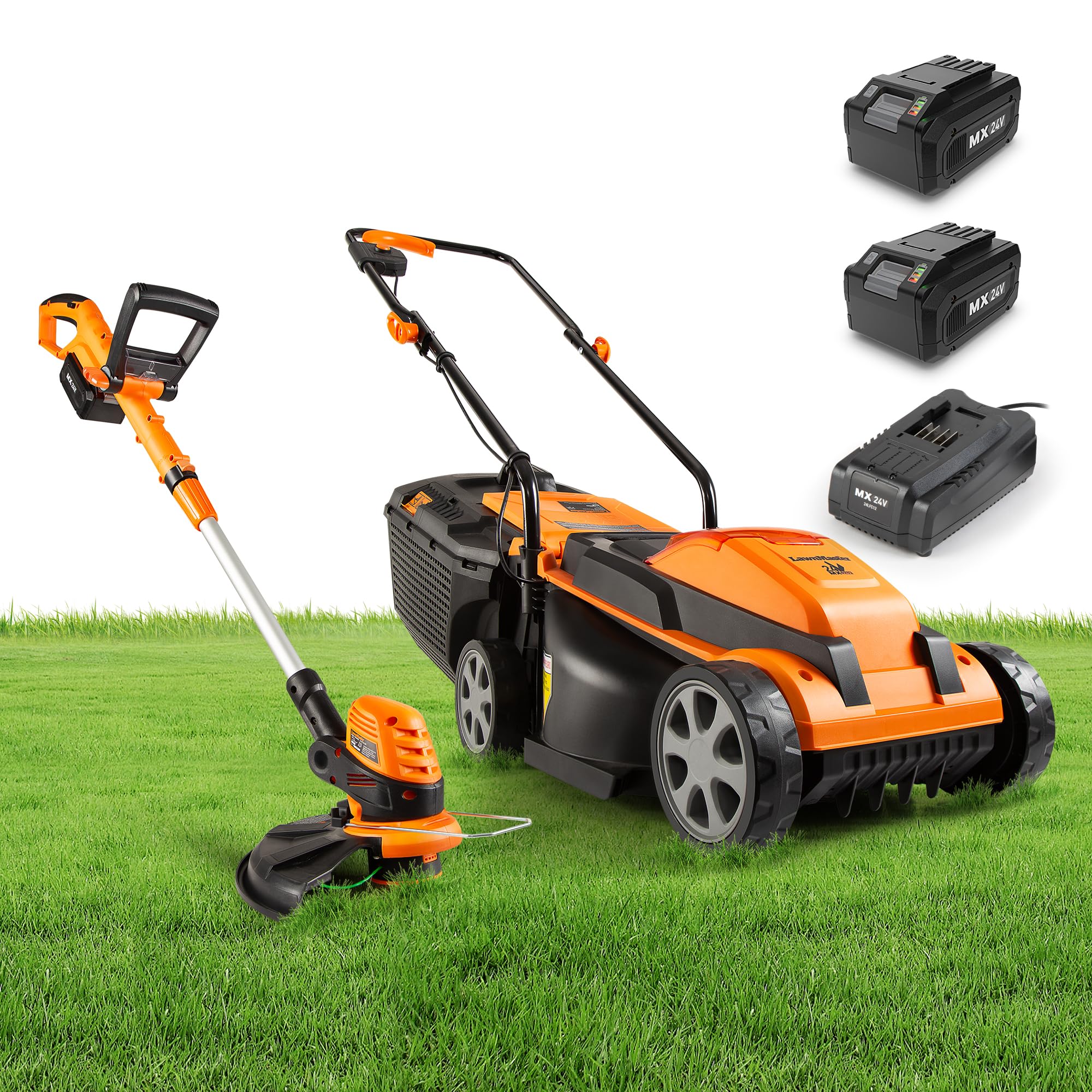 LawnMaster in use edging a sidewalk for neat lawn borders