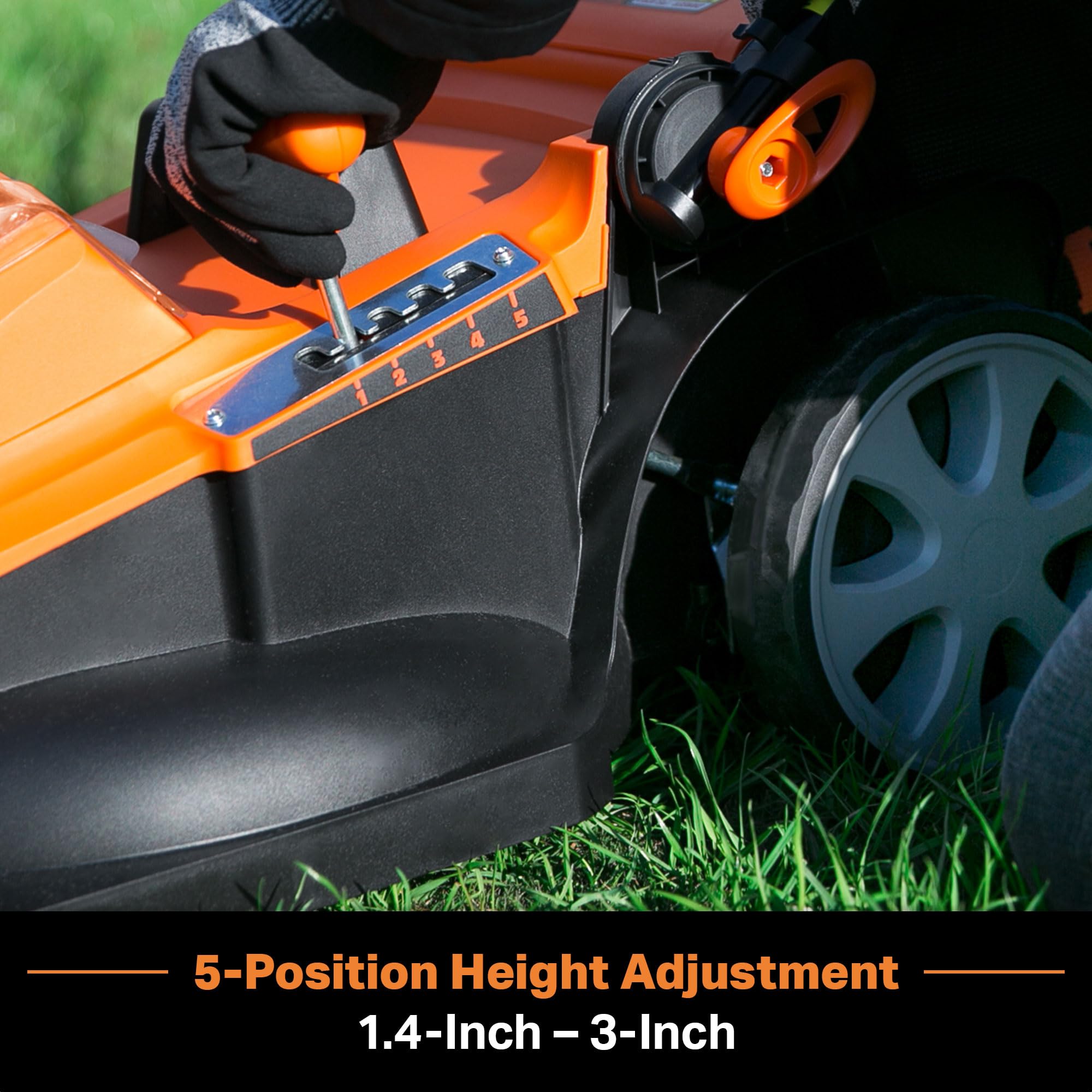 LawnMaster mower in use cutting lawn demonstrating cordless mobility and quiet operation