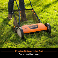 LawnMaster height adjustment detail illustrating nine-position cutting control