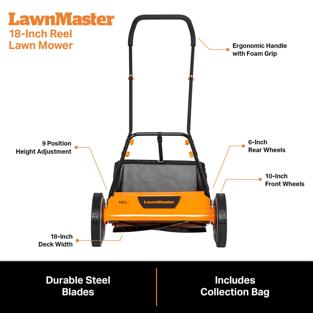 LawnMaster next to a shoe for scale showing compact size advantage