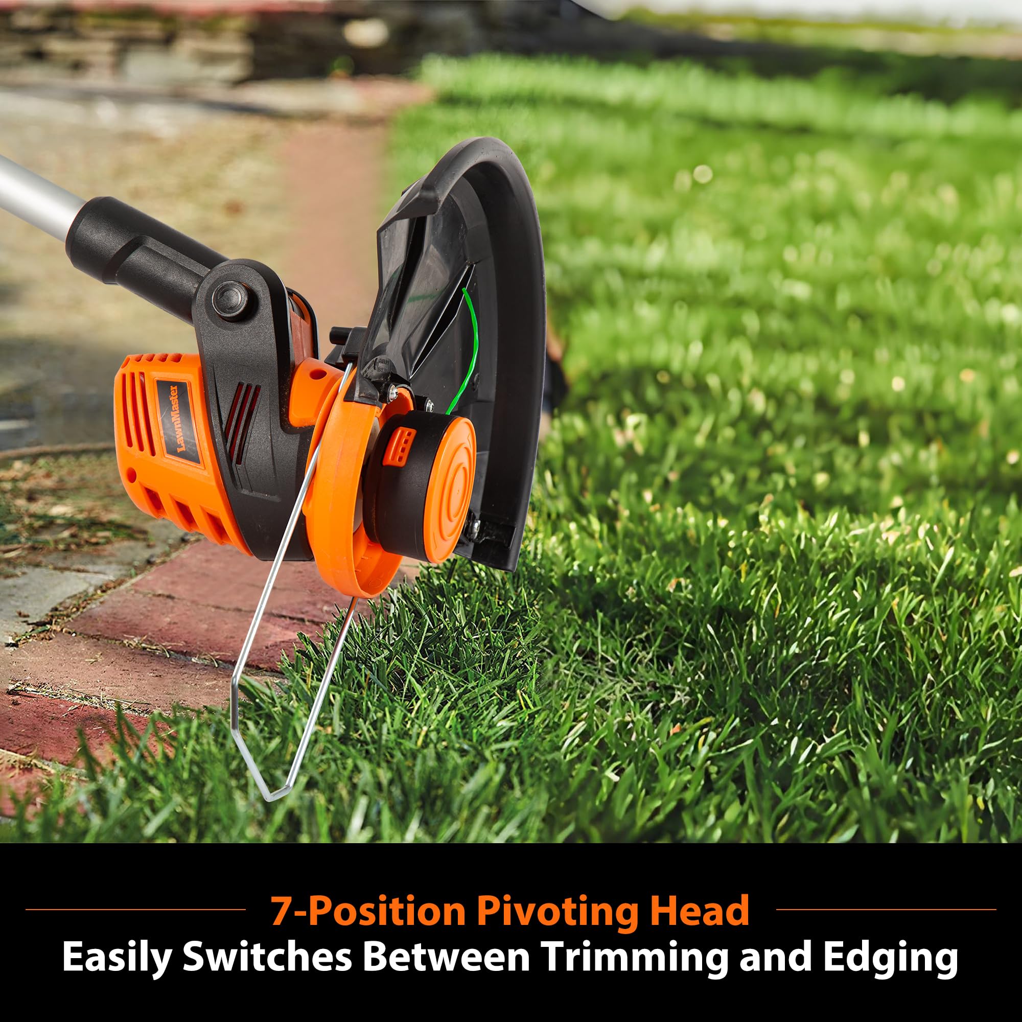 LawnMaster mower catcher detail showing 6.5-gallon clipping containment