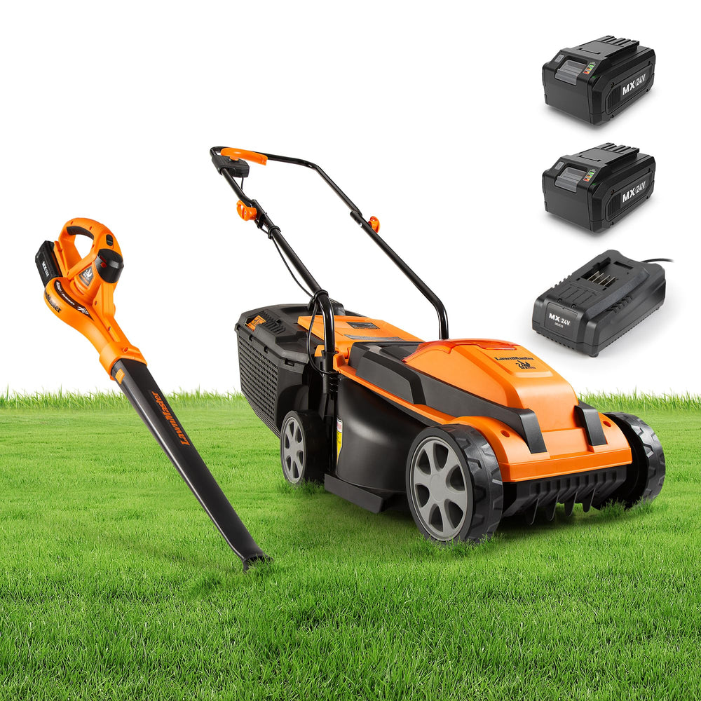 LawnMaster mower cutting grass demonstrating neat small-lawn performance