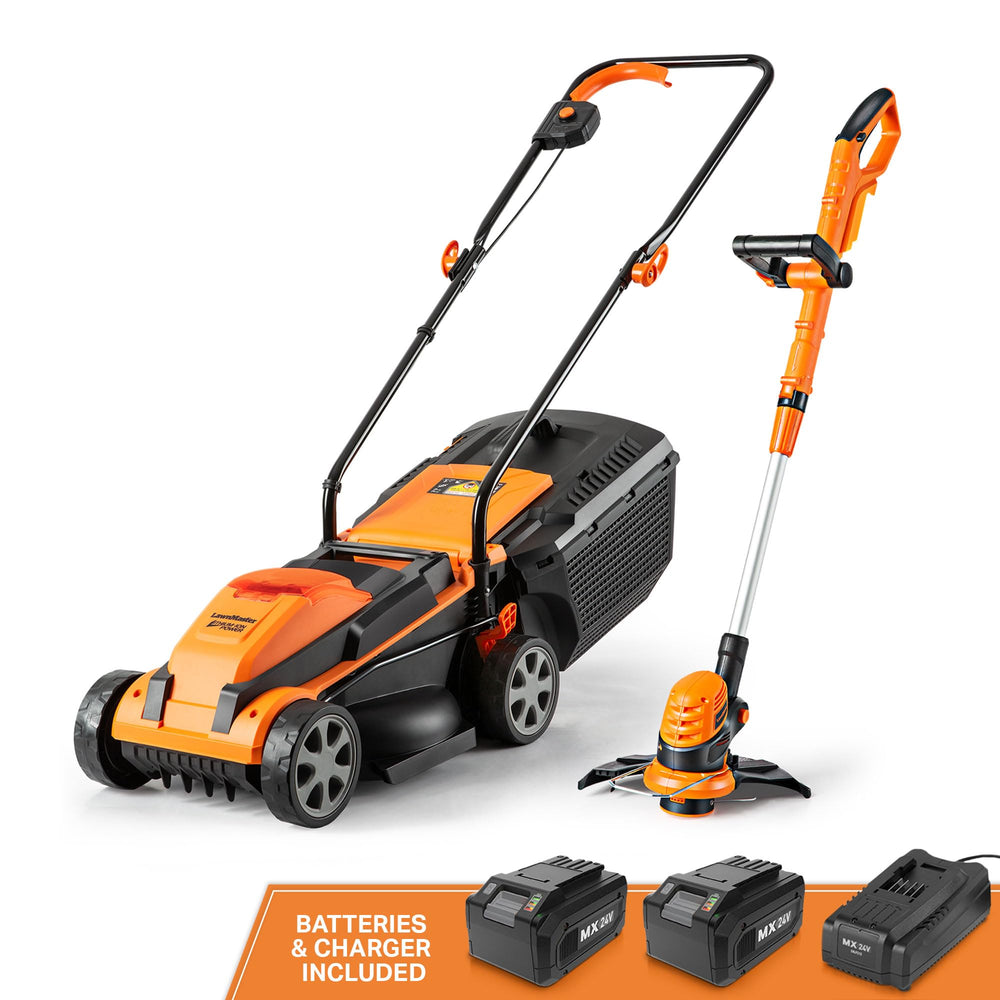 LawnMaster mower in use cutting small lawn for neat finish