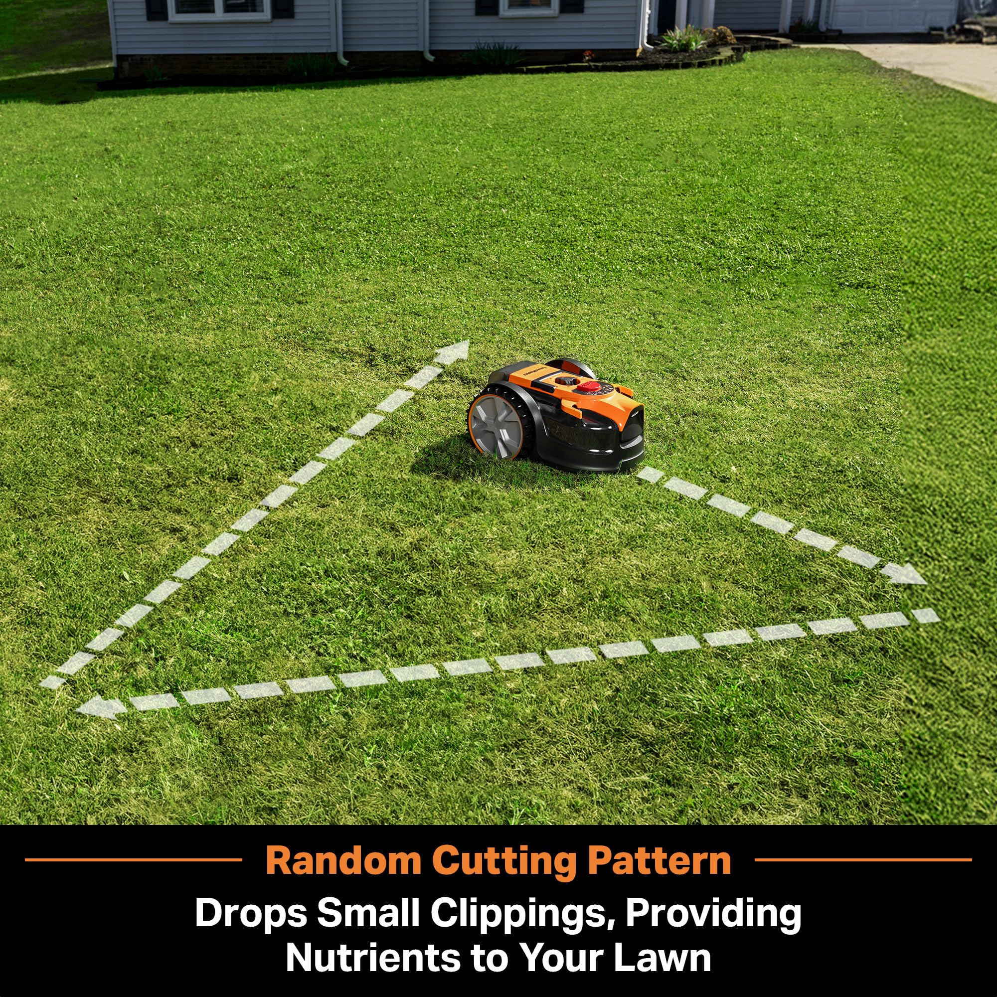 LawnMaster package contents laid out, includes battery blades magnetic strip