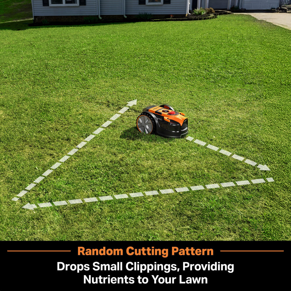 LawnMaster package contents laid out, includes battery blades magnetic strip