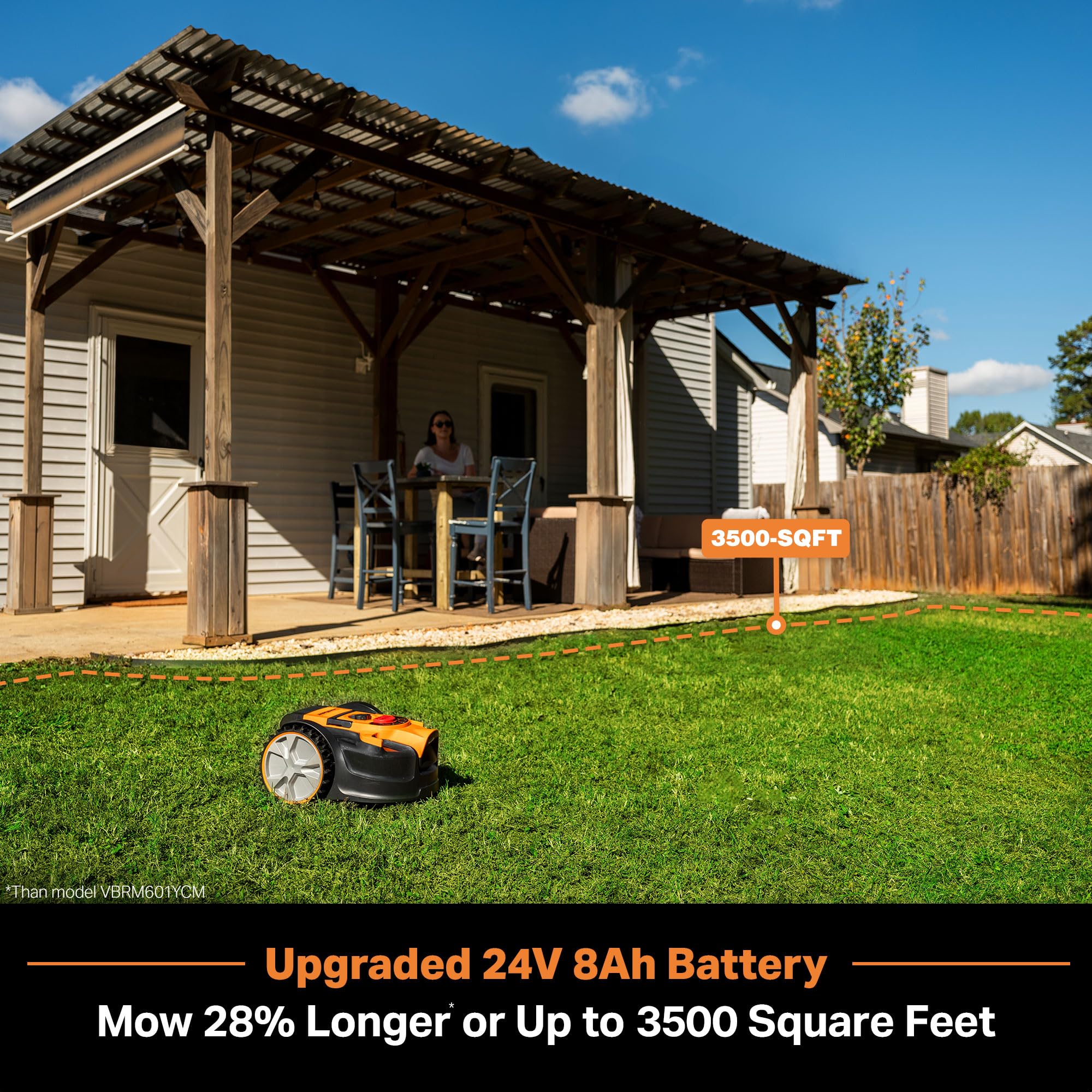 LawnMaster OcuMow top camera detail highlighting optical navigation accuracy