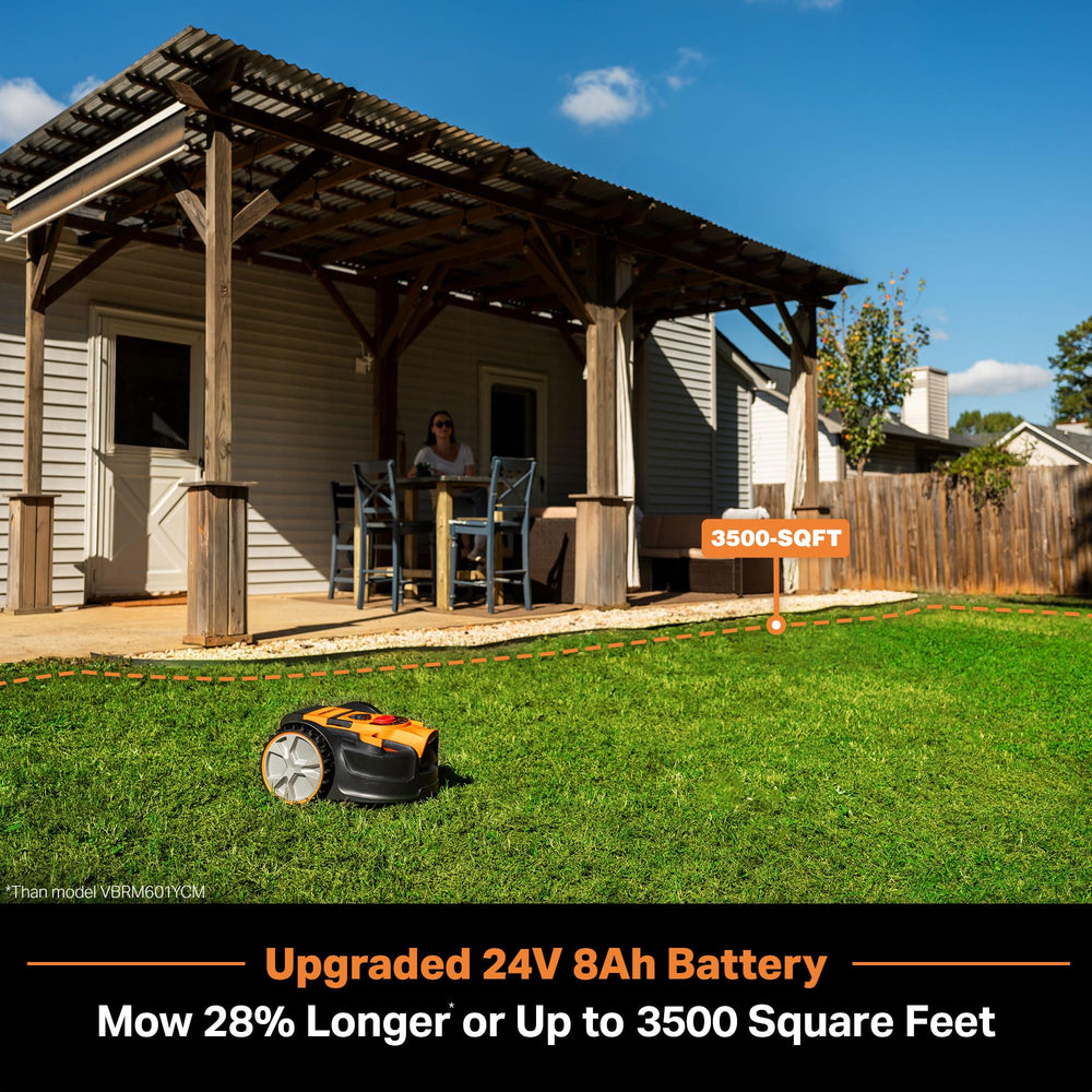 LawnMaster OcuMow top camera detail highlighting optical navigation accuracy