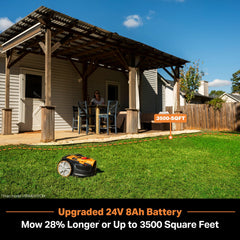 LawnMaster OcuMow top camera detail highlighting optical navigation accuracy