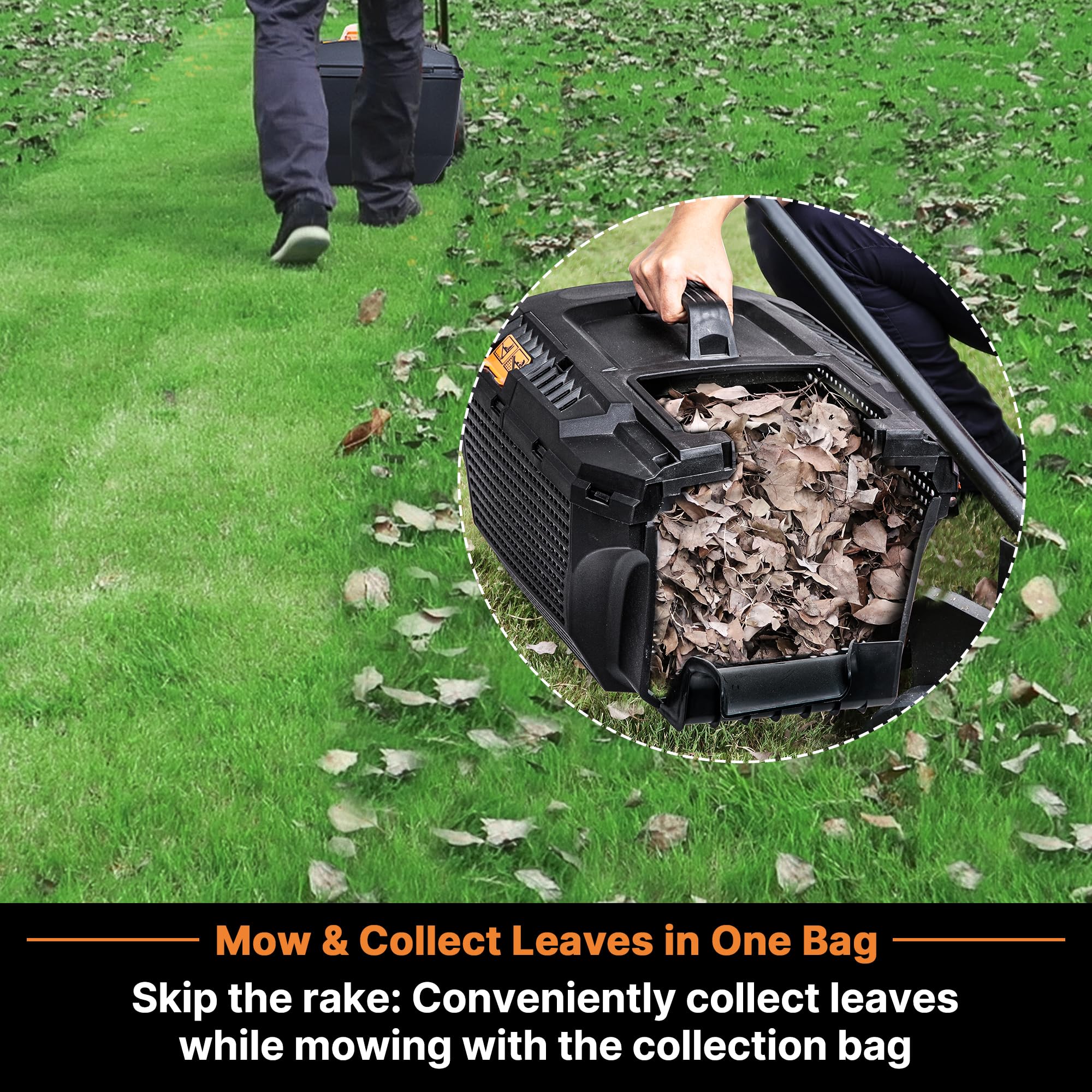 LawnMaster next to a lawn chair for size comparison showing easy storage and transport benefits