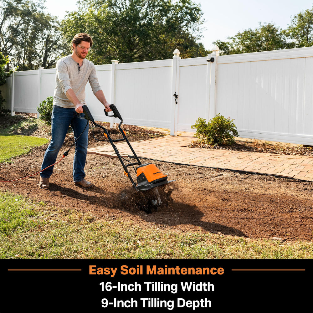 LawnMaster adjustable transit wheel side view for easier transport and depth control