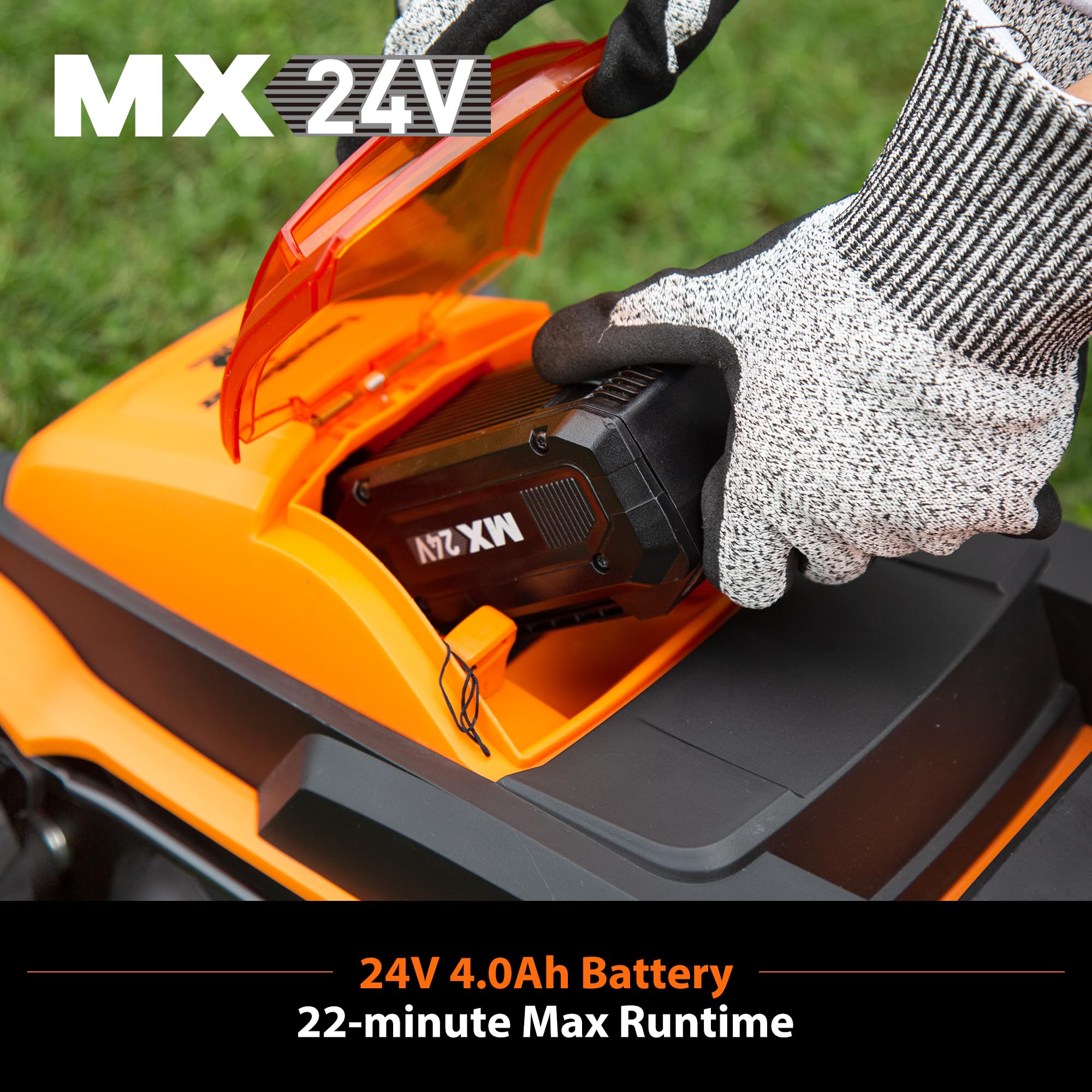 LawnMaster trimmer front view highlighting lightweight design benefit